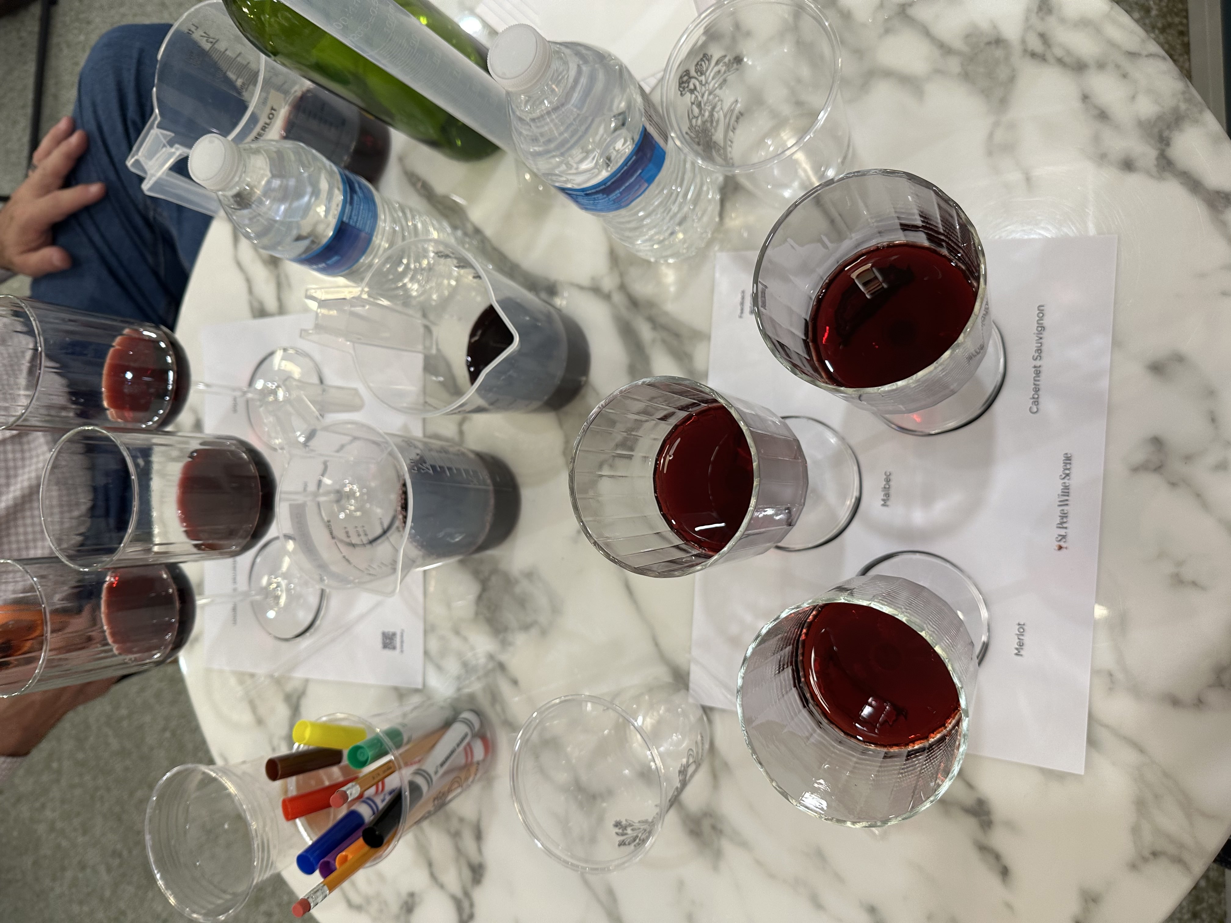 Welcome & Tasting - Wine blending station setup